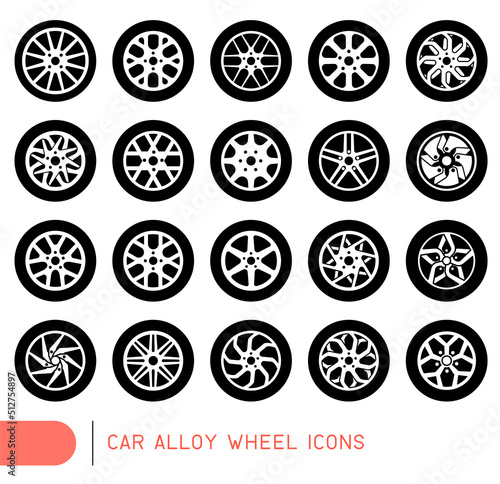 Car alloy wheel icons