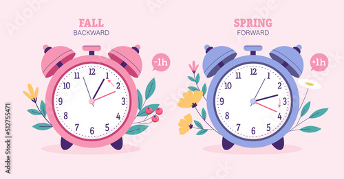 Vector illustration of fall back and spring forward