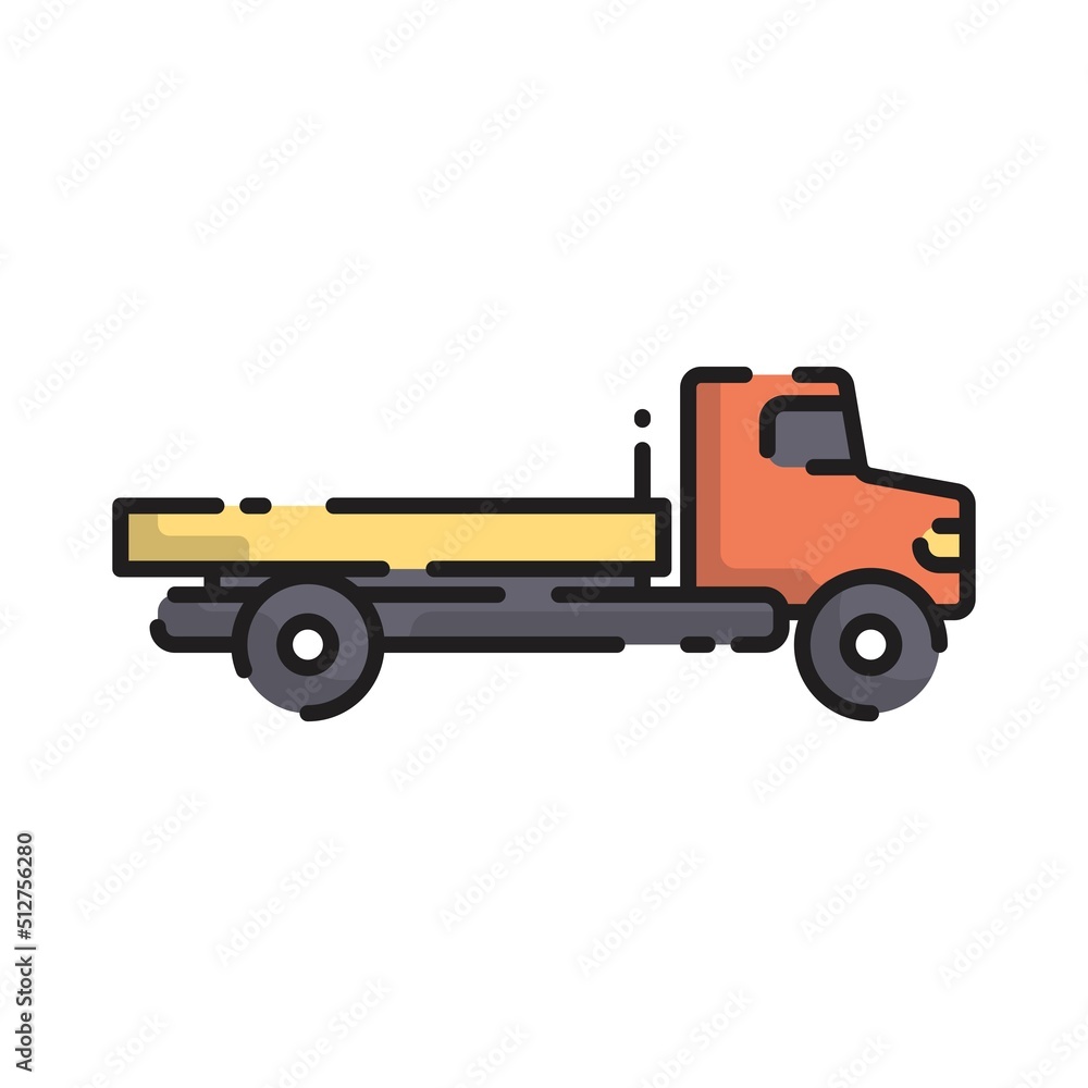 Cute Truck Flat Design Cartoon for Shirt, Poster, Gift Card, Cover, Logo, Sticker and Icon.