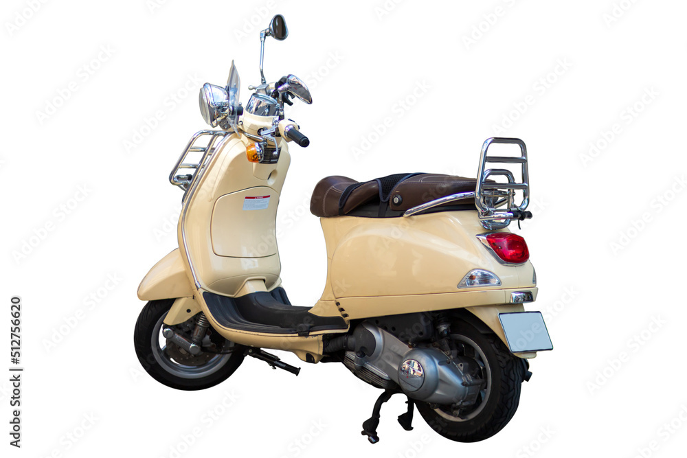 Yellow Retro Motorcycle, scooter. Isolated on white background. Yellow Retro Motorcycle, scooter. Isolated on white background.