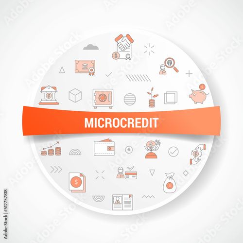 microcredit concept with icon concept with round or circle shape for badge photo