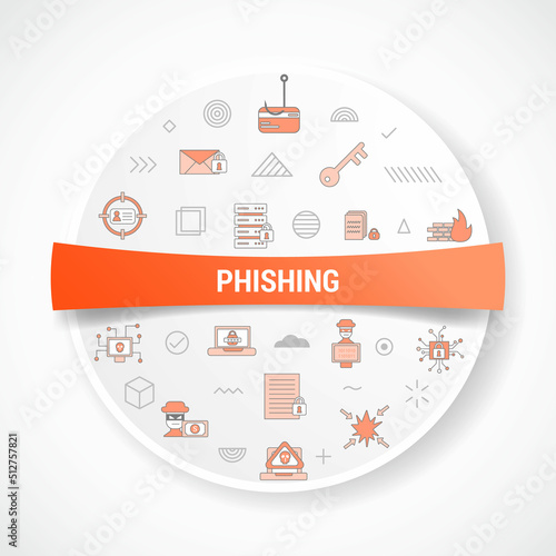 phishing concept with icon concept with round or circle shape for badge
