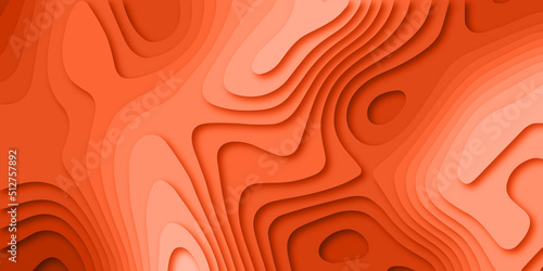 Papercut multi layers 3D orange color texture vector background. Abstract modern geometric shape multi layer 3d papercut luxury background with multi color elements, topography map.