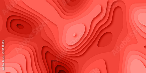 Papercut multi layers 3D orange color texture vector background. Abstract modern geometric shape multi layer 3d papercut luxury background with multi color elements, topography map.