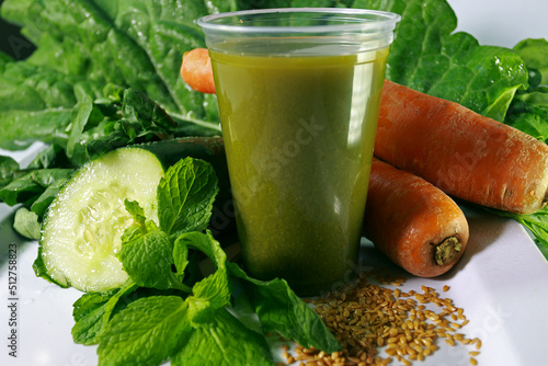 Natural vegetable juice. Vegan green juice.