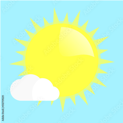 vector sun shining brightly with clouds above it can be an icon for sunny cloudy weather