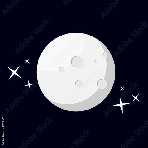 vector moon when full with stars around it