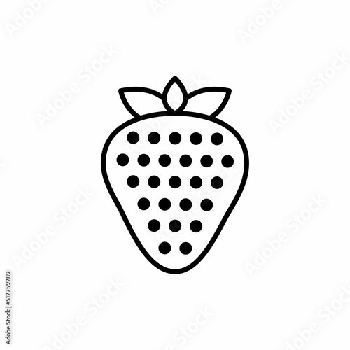 Strawberry fruit thin line vector black icon on white. Simle flat design, illustration berry. EPS 10