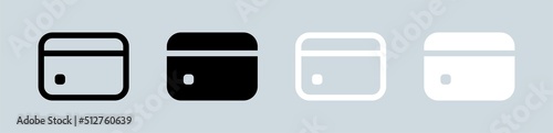 Credit card icon in black and white colors. Payment card vector illustration.