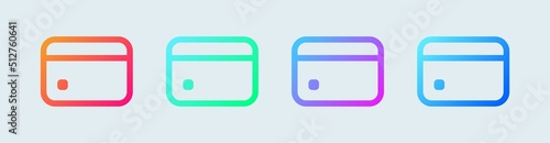 Credit card line icon in gradient colors. Payment card vector illustration.