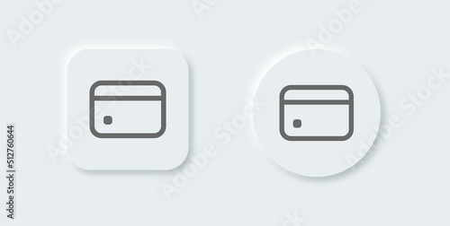 Credit card line icon in neomorphic design style. Payment card vector illustration.