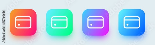 Credit card line icon in square gradient colors. Payment card vector illustration.
