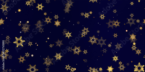 Gold snowflakes holiday seamless pattern.