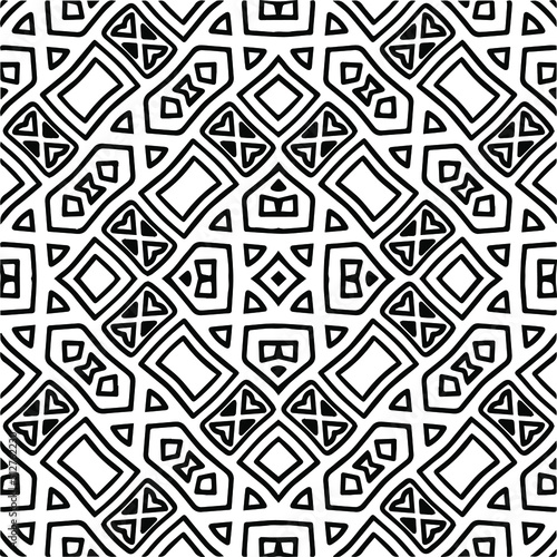 Vector pattern with symmetrical elements . Monochrome striped background.Black patterns.