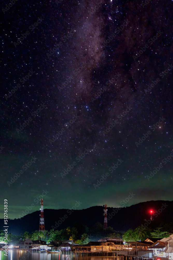 Vertical milky way found in Thailand island side Vertical milky way found in Thailand island side