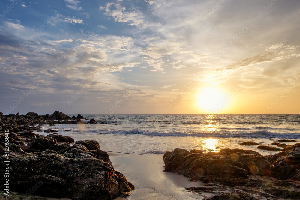 seascape and coastal limestone when the sun is setting seascape and coastal limestone when the sun is setting