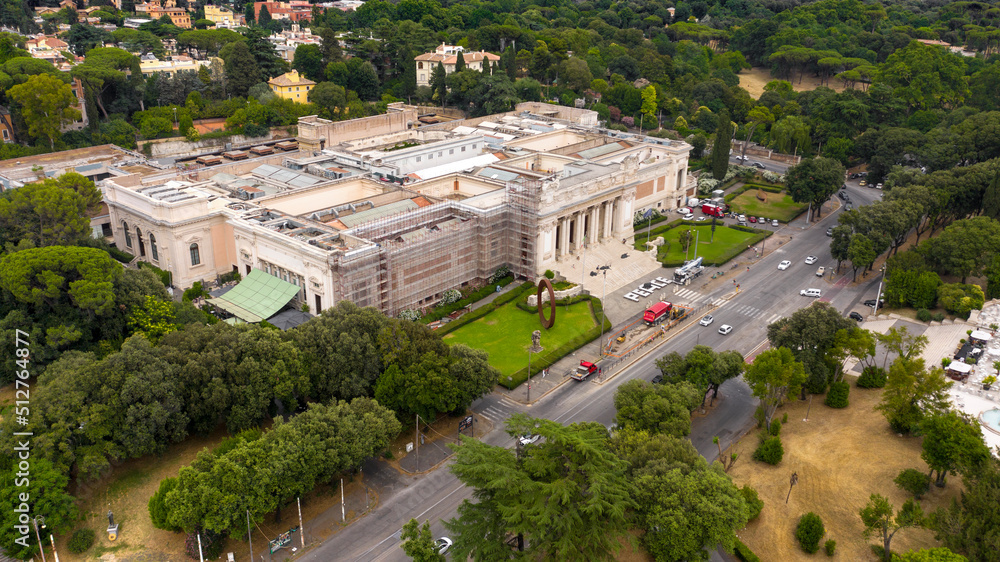 Fototapeta premium Aerial view of National Gallery of modern and contemporary art. It's an art gallery in Rome, Italy.