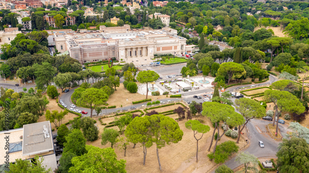 Aerial view of National Gallery of modern and contemporary art. It's an art gallery in Rome, Italy.