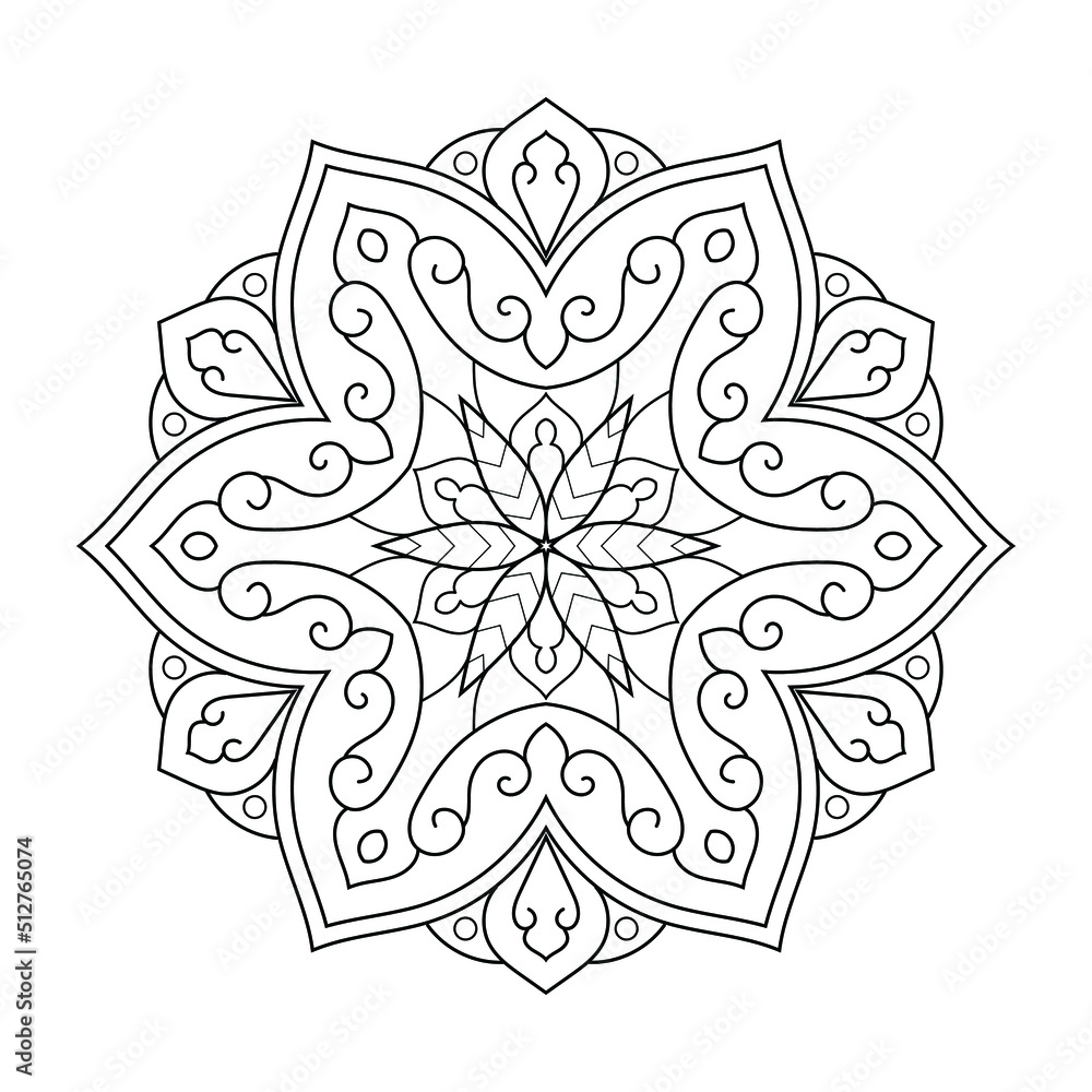 Vector Indian mandala with Floral outline pattern for coloring page ...