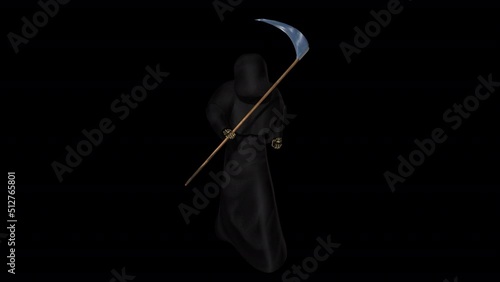 Grim Reaper Walking animation.Full HD 1920×1080.10 Second Long.Transparent Alpha video.LOOP. photo