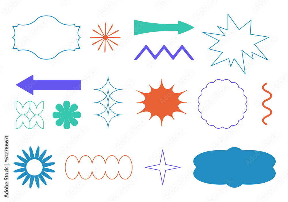 Vector set of simple geometric design elements in minimalist style ...