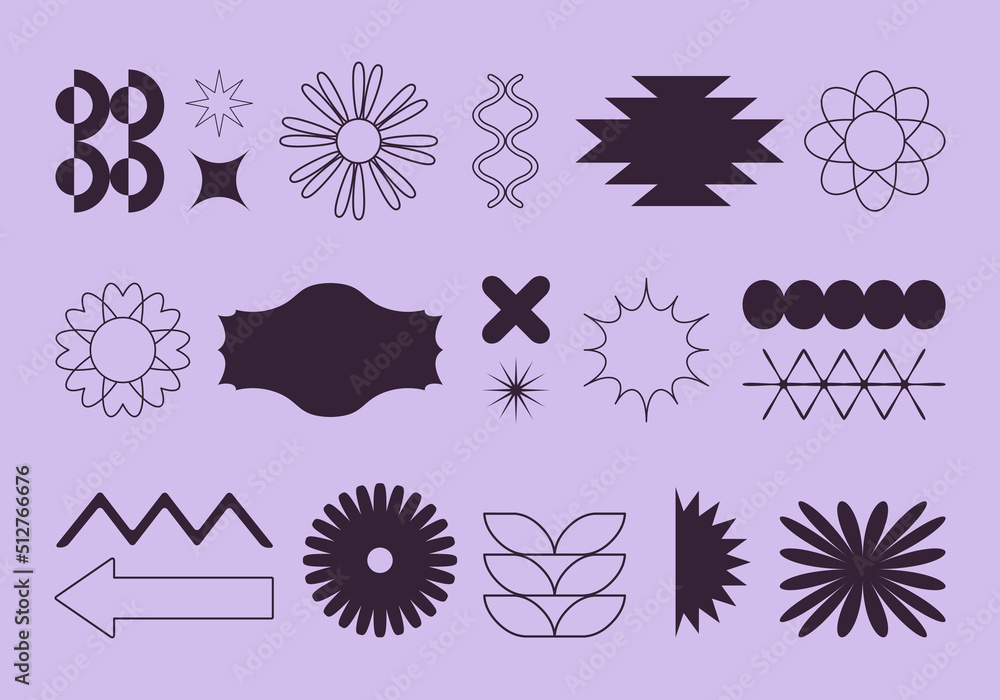 Vector set of simple geometric design elements in minimalist style ...