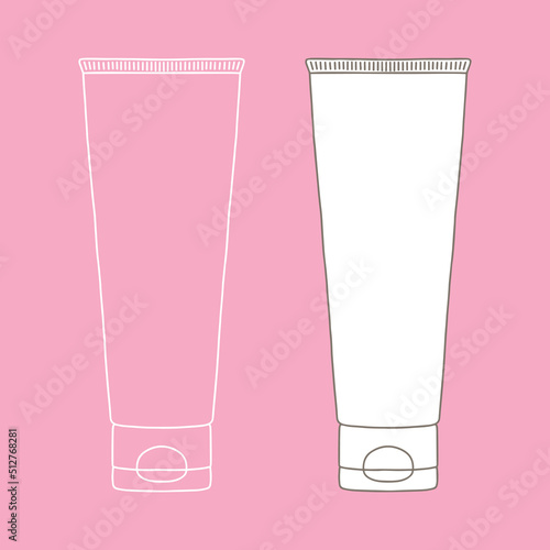 Linear tube of toothpaste, or other cosmetic product. Cosmetic. Vector illustration.