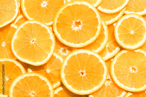 Fresh orange slices background. Close up image of orange.