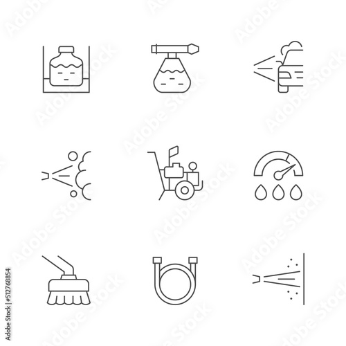 Set line icons of high pressure washer