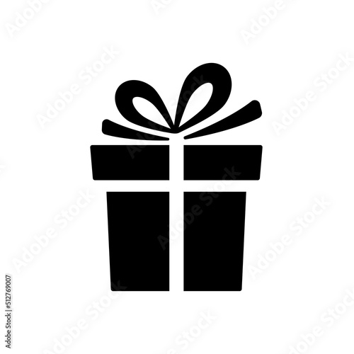 Gift silhouette. Birthday gift box shape. Christmas present symbol. Vector isolated on white.