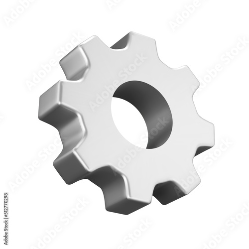 Gear 3d icon. Gears metal disk with teeth. Isolated object on a transparent background