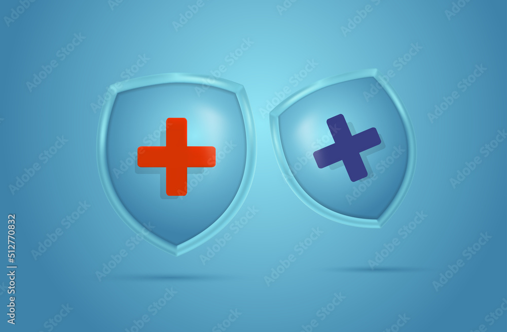 Obraz premium 3d Shield icon set protection