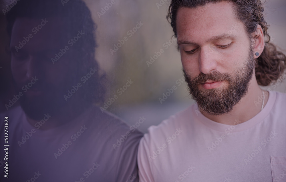 reflection of a young man