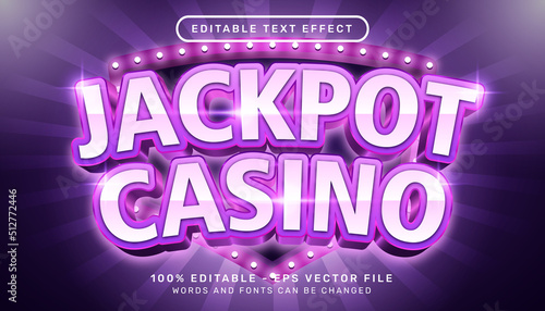 Editable text effect, jackpot casino 3d style concept 