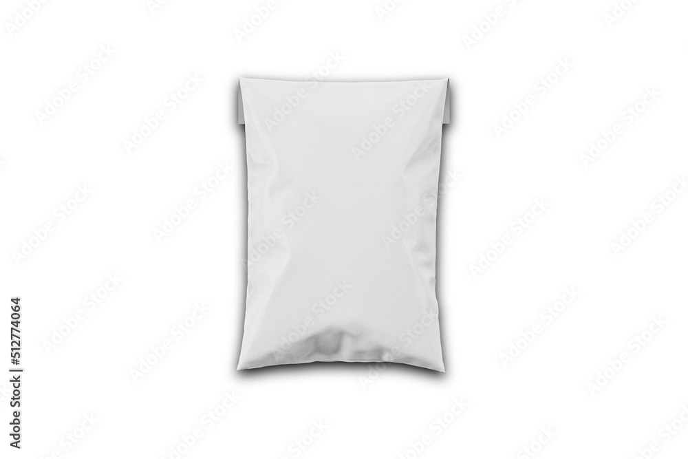 Blank white Postal package, shipping plastic bag, parcel mockup isolated on white background. 3d rendering. Blank white Postal package, shipping plastic bag, parcel mockup isolated on white background. 3d rendering.