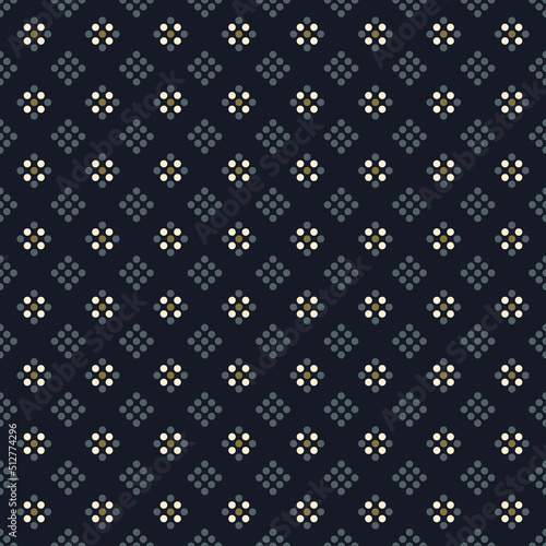 Konstfotografi Cute small white flowers pattern doodle shapes motif continuous classic blue background