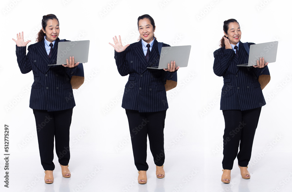 Full length 40s 50s Asian Senior Woman business executive manager, wow surprise glad shock Full length 40s 50s Asian Senior Woman business executive manager, wow surprise glad shock