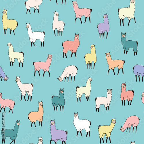 Llama alpaca seamless vector pattern
