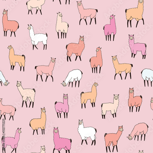 Llama alpaca seamless vector pattern