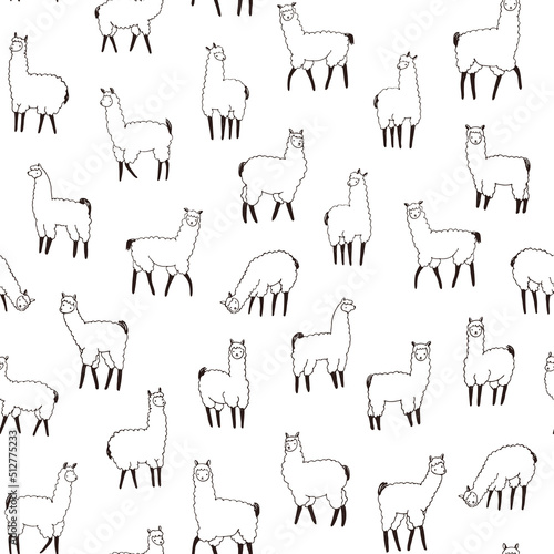 Llama alpaca seamless vector pattern