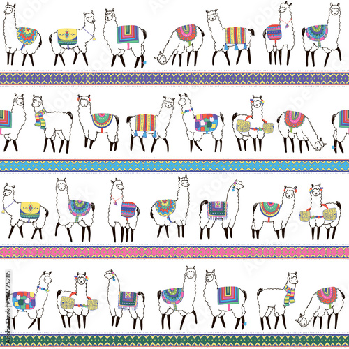 Llama alpaca seamless vector pattern
