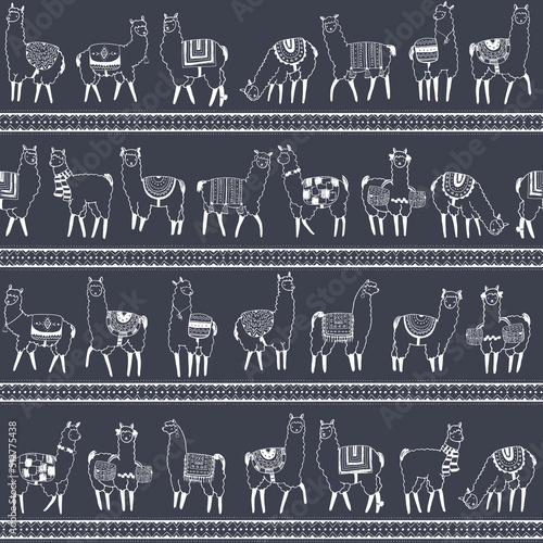 Llama alpaca seamless vector pattern