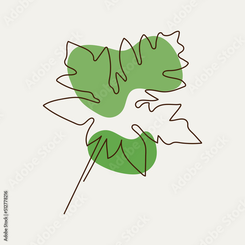 One line art of a papaya leaf. 