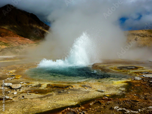 Landscape with hot spring near Shigatse in Tibet 