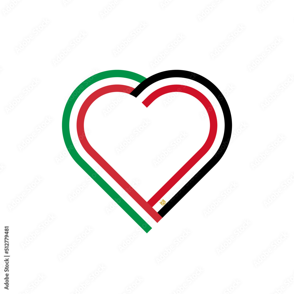 unity concept. heart ribbon icon of italy and egypt flags. vector illustration isolated on white background unity concept. heart ribbon icon of italy and egypt flags. vector illustration isolated on white background
