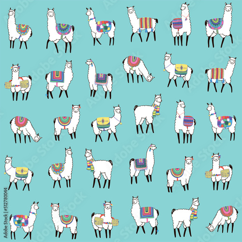 Llama alpaca seamless vector pattern