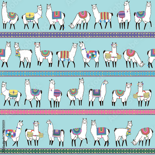 Llama alpaca seamless vector pattern