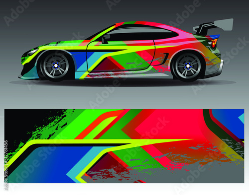 Car wrap decal graphics. Abstract eagle stripe  grunge racing and sport background for racing livery or daily use car vinyl sticker