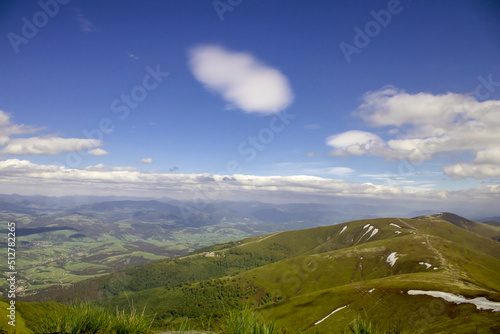 Far horizon over the mountains, clear weather, clear sky.