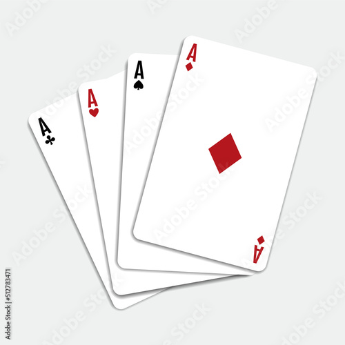 Four aces isolated on white background